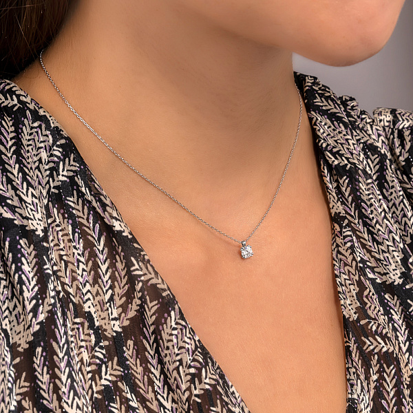 Кольє з білого золота з діамантом (арт. Ц011165040б) – зображення 3