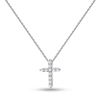 Серебряное колье Крестик с фианитами (арт. 7507/1477/2)