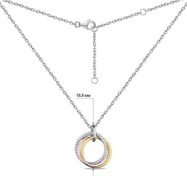 Серебряное колье красным и желтым родированием (арт. 7507/1642бжк) – изображение 3