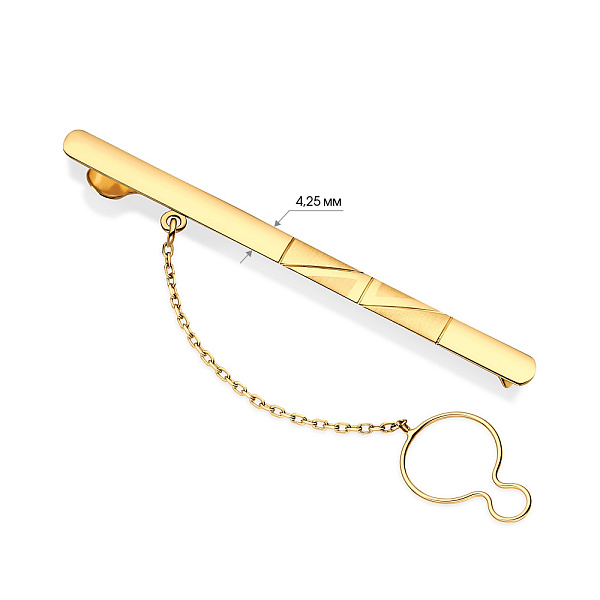 Тонкий зажим для галстука из желтого золота  (арт. 200094жм) – изображение 2