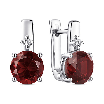 Срібні сережки з гранатом та фіанітом (арт. 7502/2104131Г)