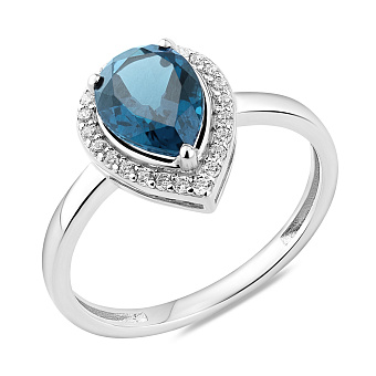 Фото Каблучка з білого золота з топазом і фіанітами (арт. 141249Пбтг)