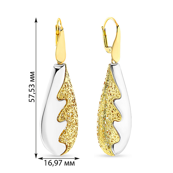 Сережки Francelli з білого і жовтого золота (арт. 103572жб) – зображення 2