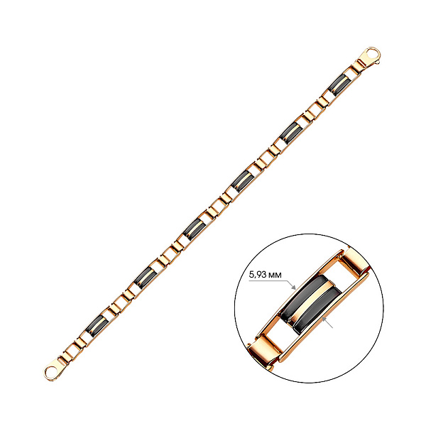 Чоловічий браслет з червоного золота з оніксом (арт. 324909о) – зображення 3