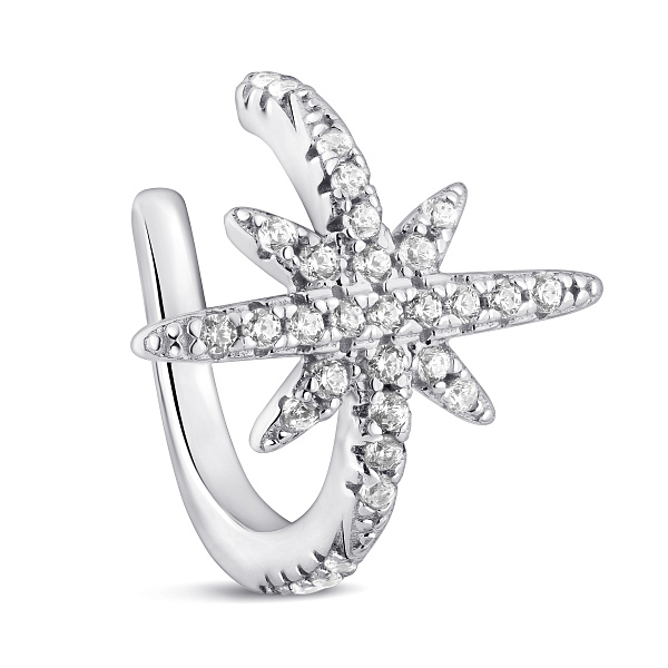 Серебряная каффа-моносерьга Звезда (арт. 7502/10100я) – изображение 1