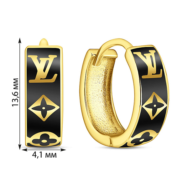 Серьги-кольца из желтого золота с эмалью (арт. 108284/15жеч) – изображение 2