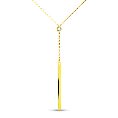 Колье-галстук из желтого золота с фианитом (арт. 352497ж)