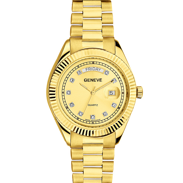 Золотые кварцевые часы с фианитами (арт. 260250жж) – изображение 2