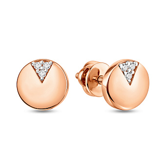 Фото Пусети з червоного золота з фіанітами (арт. 110878)