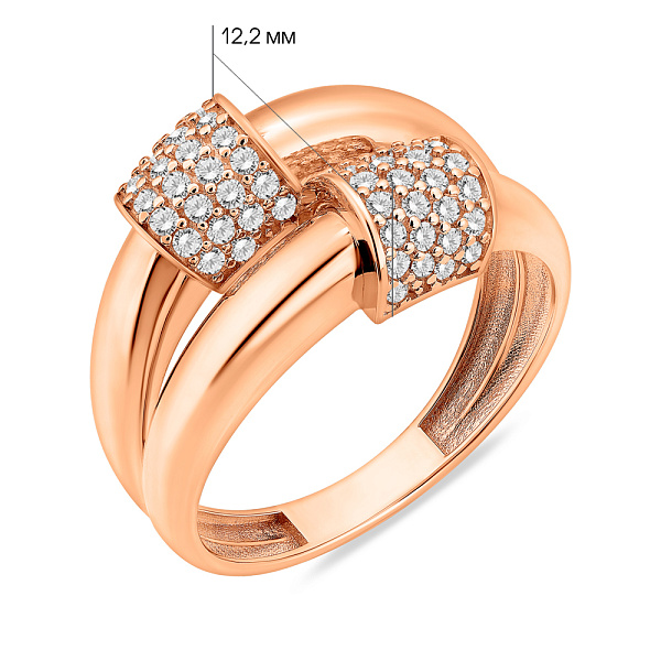 Кольцо из красного золота с фианитами (арт. 156668) – изображение 6