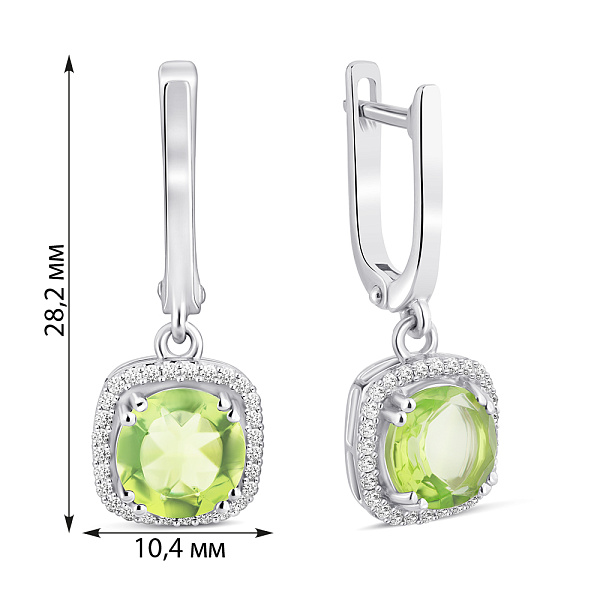 Серебряные серьги с хризолитом и фианитами (арт. 7502/2194125Хрз) – изображение 2