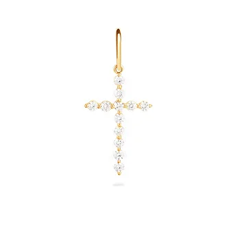 Золота підвіска-хрестик з фіанітами (арт. 440543ж)