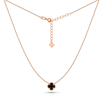 Золотое колье Клевер с ониксом (арт. 361496/8о)