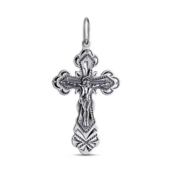 Серебряный православный крестик с распятием (арт. 7904/3521-ч)