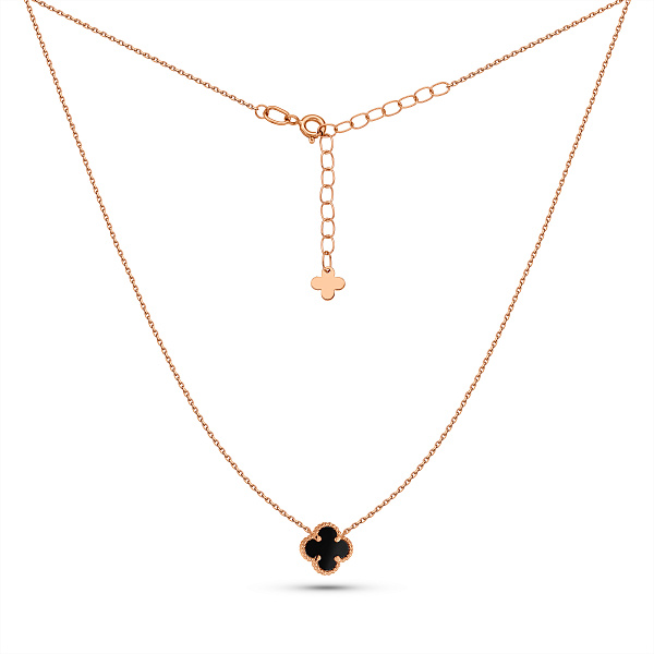 Золотое колье Клевер с ониксом (арт. 361496/8о) – изображение 2