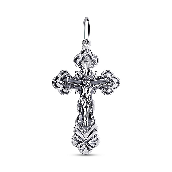 Серебряный православный крестик с распятием (арт. 7904/3521-ч) – изображение 1