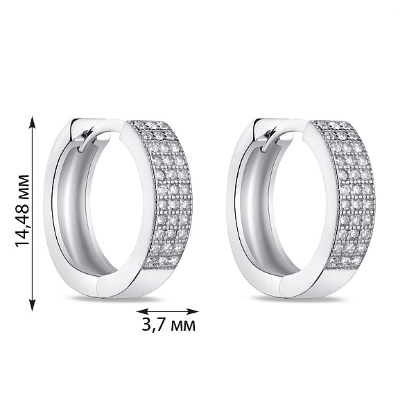 Серьги-кольца из серебра с фианитами (арт. 7502/2815/15) – изображение 2