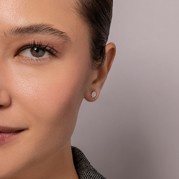 Золотые пусеты с бриллиантами (арт. Т011233020) – изображение 4