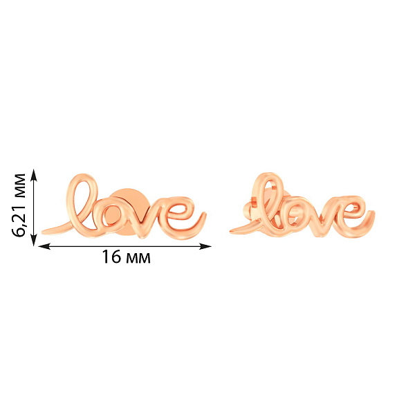 Золотые серьги пусеты Love (арт. 110587) – изображение 3