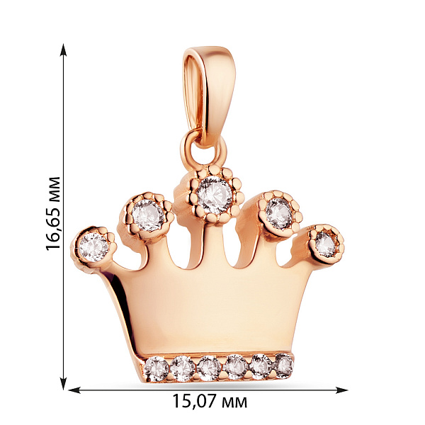 Золотая подвеска Корона с фианитами (арт. 423932) – изображение 2