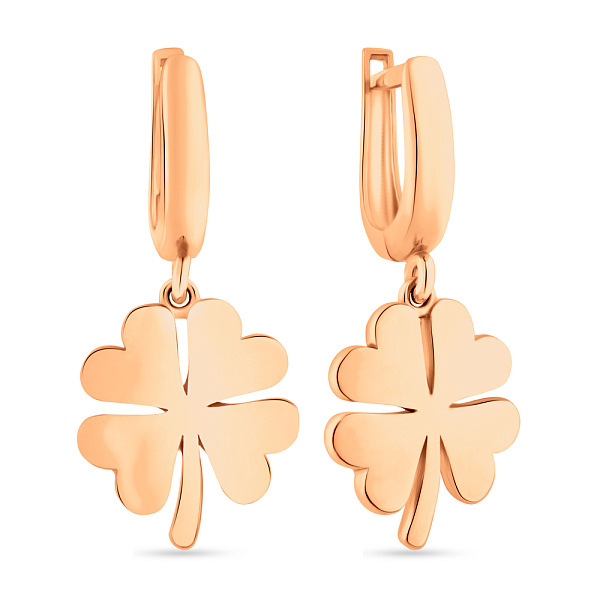 Золотые серьги-подвески Клевер (арт. 109508) – изображение 1