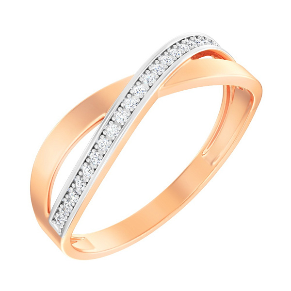 Золотое кольцо Синергия с белыми фианитами (арт. 140770) – изображение 1