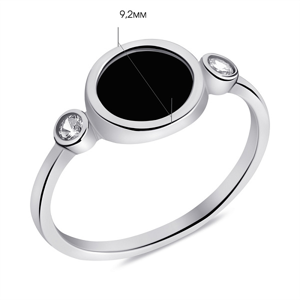 Серебряное кольцо с ониксом и фианитами (арт. 7501/6788о) – изображение 2
