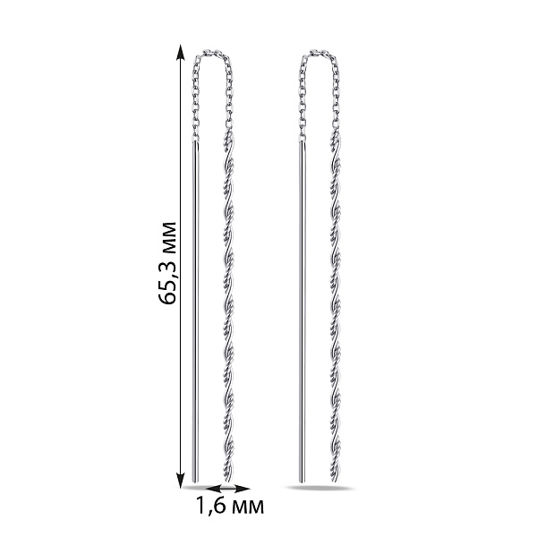 Переплетені сережки-протяжки зі срібла (арт. 7502/4767) – зображення 2