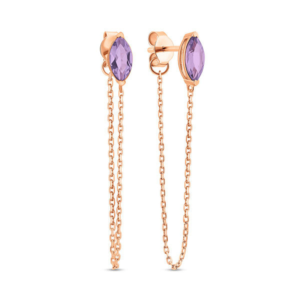 Золотые серьги с аметистом (арт. 110094Па) – изображение 1
