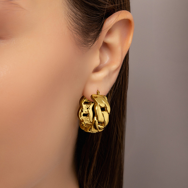 Золотые сережки-кольца Francelli в желтом цвете металла (арт. 109747/25ж) – изображение 3