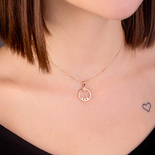 Золотой кулон с фианитами (арт. 424714) – изображение 2