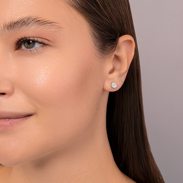 Золотые пусеты с бриллиантами (арт. Т011480015) – изображение 3