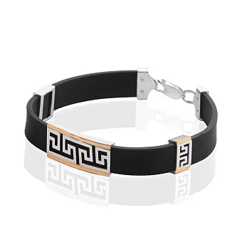 Каучуковий чоловічий браслет зі срібними вставками (арт. 7209/0140брю)