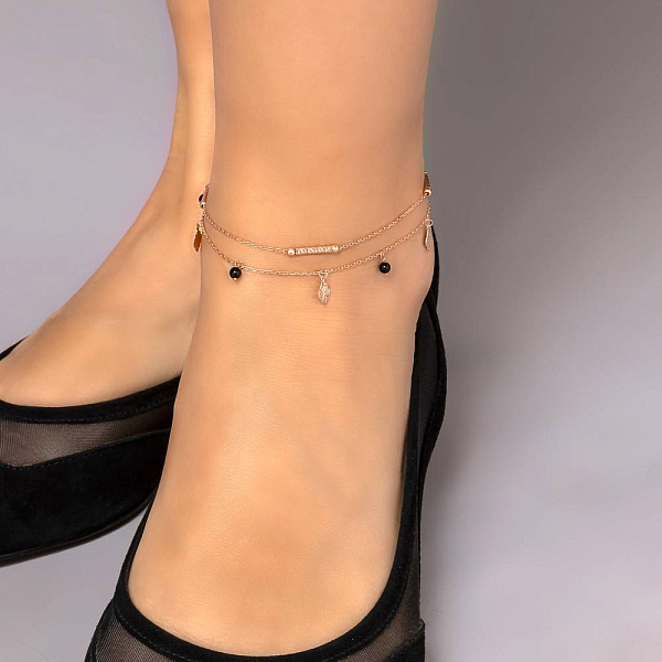 Золотий браслет на ногу з емаллю (арт. 3261037ечн) – зображення 2