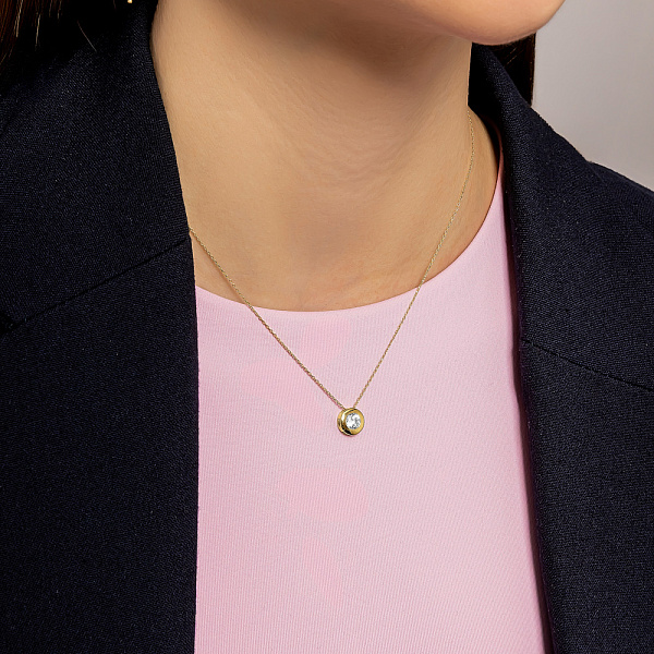 Кольє з жовтого золота з одним фіанітом (арт. 350547/3ж) – зображення 3