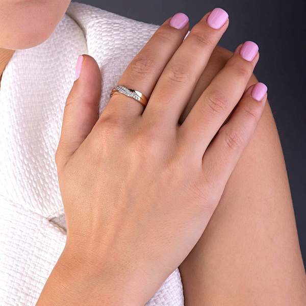 Золота каблучка з діамантами (арт. К011610020) – зображення 3