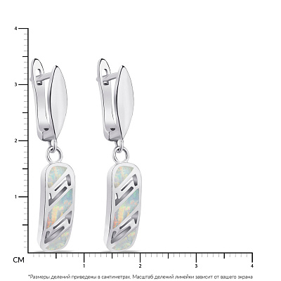 Срібні сережки-підвіски з опалом (арт. 7502/3923Поб)