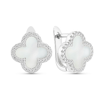 Срібні сережки Конюшина з перламутром (арт. 7502/3213/15п)