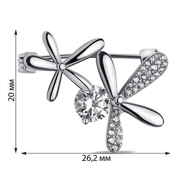 Серебряная брошь Цветы с фианитами (арт. 7505/232) – изображение 2