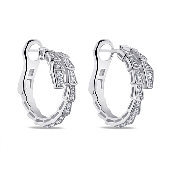 Серьги-кольца серебряные с фианитами (арт. 7502/4700)