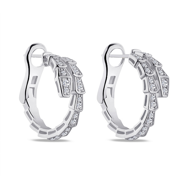 Серьги-кольца серебряные с фианитами (арт. 7502/4700) – изображение 1