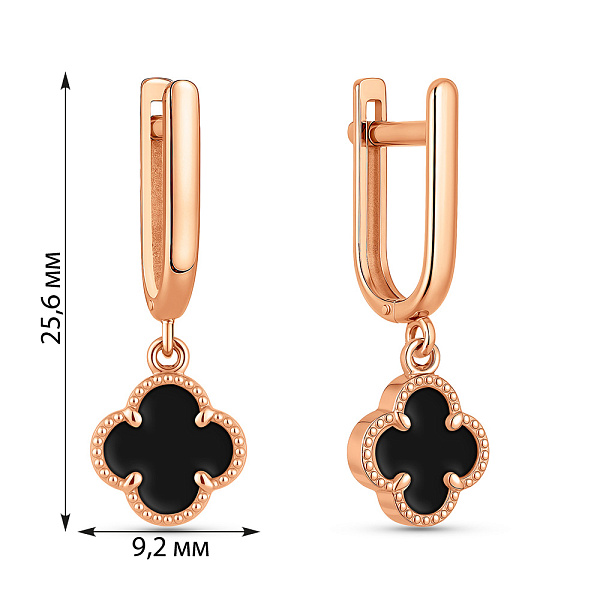 Сережки-підвіски Конюшина з оніксом (арт. 110714/8о) – зображення 2