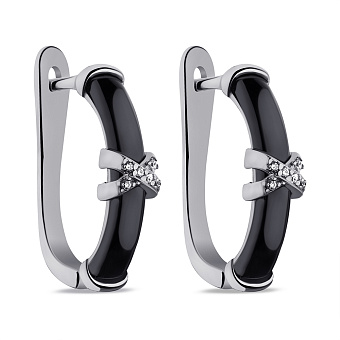 Серьги из серебра с керамикой и фианитами (арт. 7502/9685кмч)