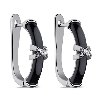 Сережки зі срібла з керамікою і фіанітами (арт. 7502/9685кмч)