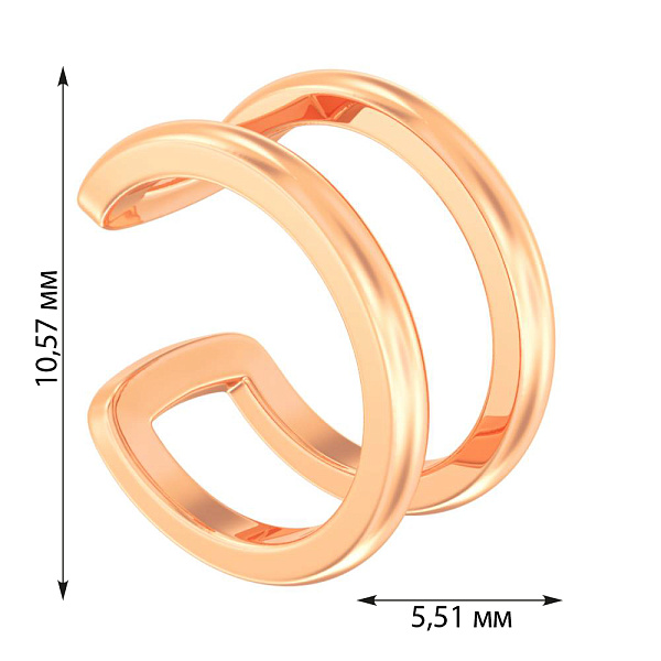 Одиночная серьга каффа из красного золота без камней (арт. 110854Я) – изображение 4
