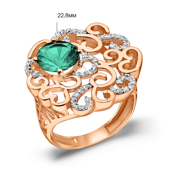 Золотое кольцо с кварцем и фианитами (арт. 152696кз) – изображение 2