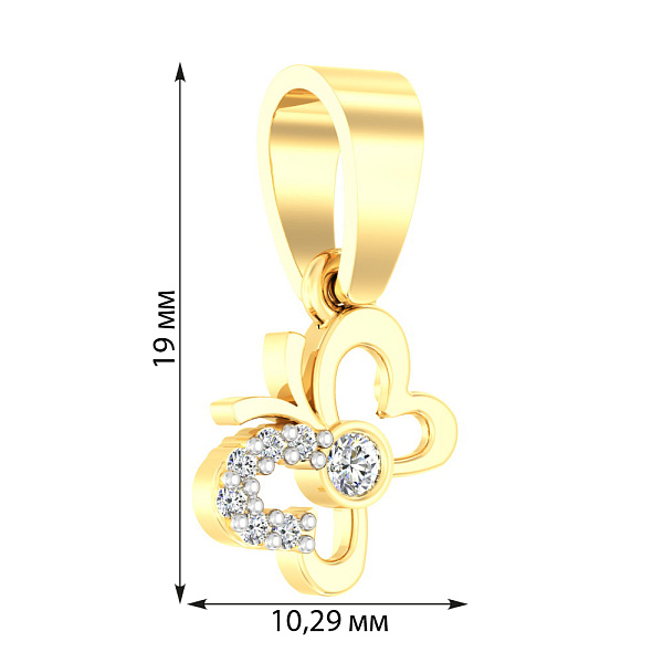 Золотая подвеска Бабочка с фианитами (арт. 440490ж) – изображение 2