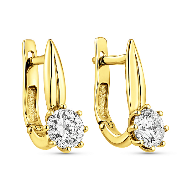 Серьги из желтого золота с фианитами (арт. 112300ж) – изображение 1
