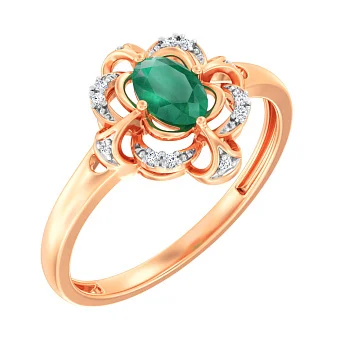 Каблучка золота зі смарагдом та діамантами (арт. К011105и)