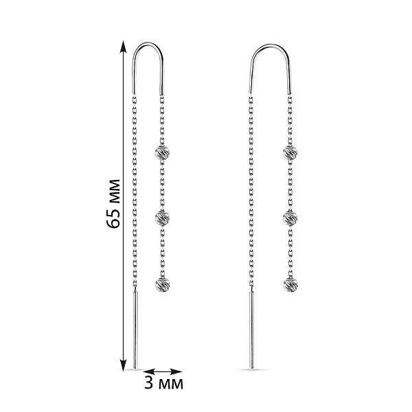 Сережки-протяжки из белого золота (арт. 107321б) – изображение 3
